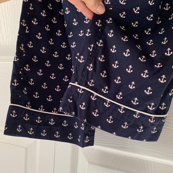 J. Crew Pajamas set shirt and pants, short sleeves, Navy Anchors pattern sz XS - Picture 9 of 15